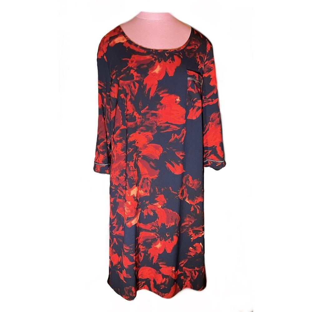 Merona Red & Purple Abstract Printed Sheath Dress  Size Medium  RN 17730